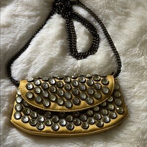 Betsey Johnson Yellow Crossbody Bag with Vintage-Inspired Studs